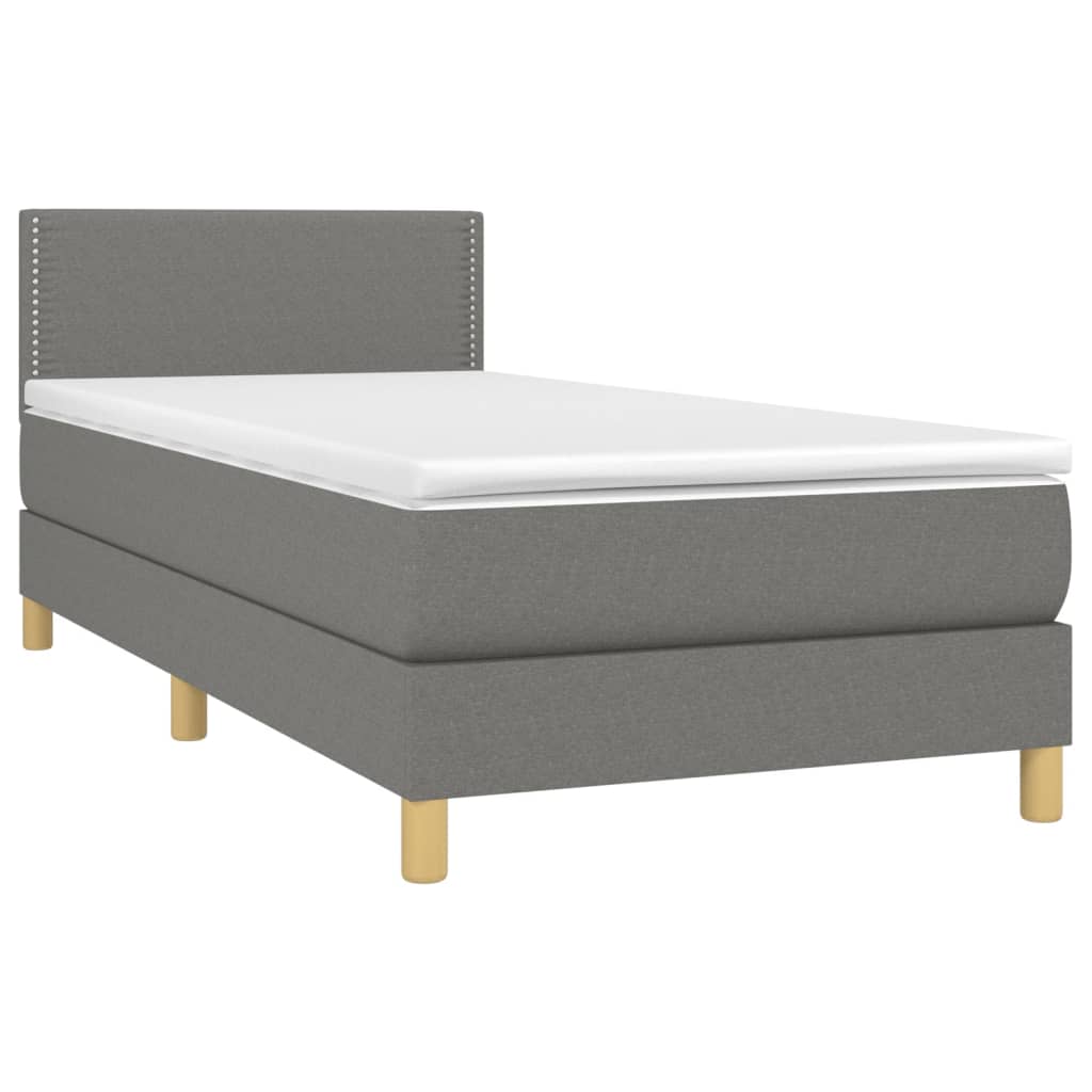 Sommier à lattes de lit avec matelas et LED Gris foncé 90x200cm