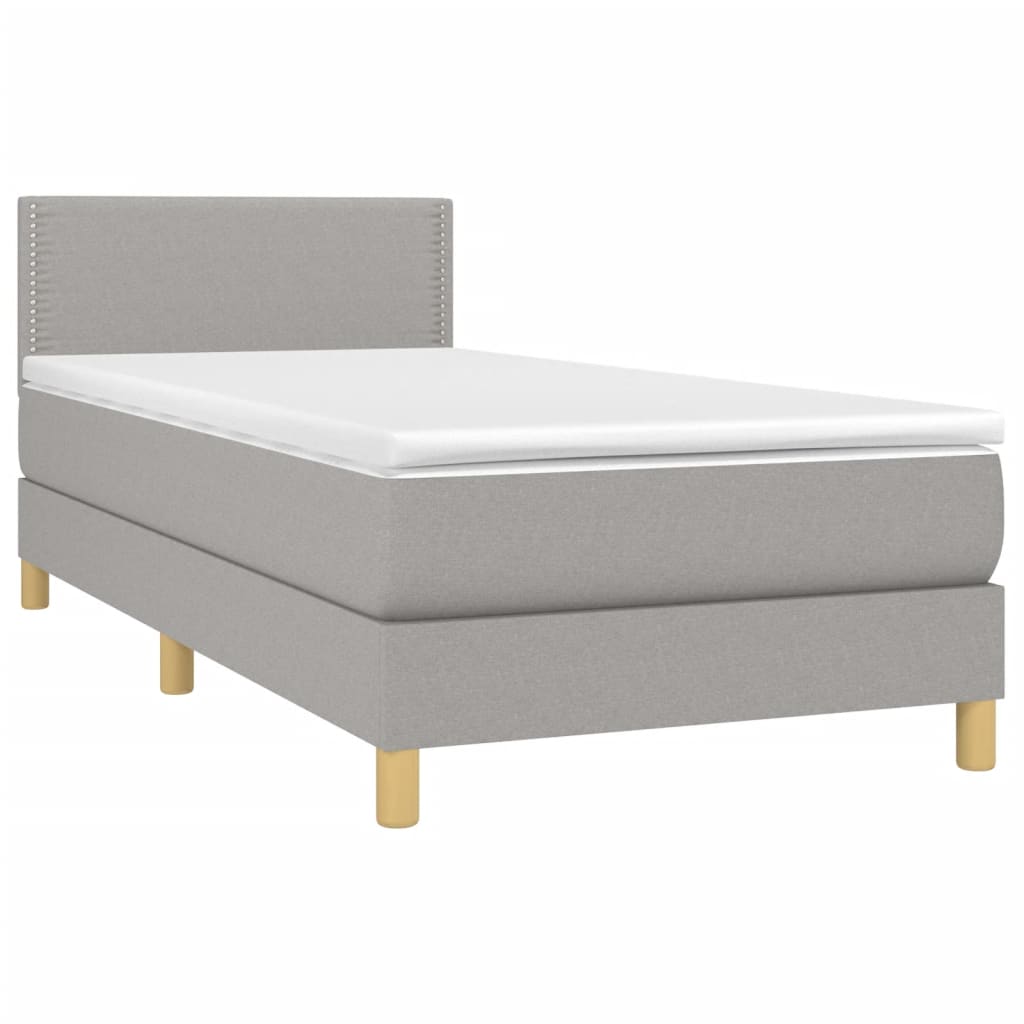 Sommier à lattes de lit matelas LED Gris clair 100x200 cm Tissu