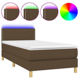 Sommier à lattes de lit matelas et LED Marron foncé 100x200 cm