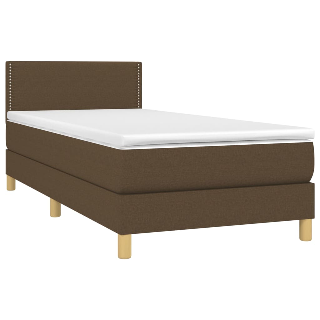 Sommier à lattes de lit matelas et LED Marron foncé 100x200 cm