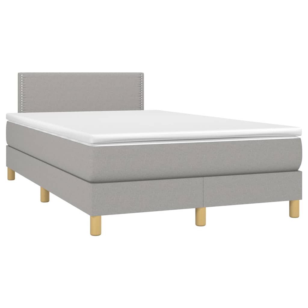 Sommier à lattes de lit matelas LED Gris clair 120x200 cm Tissu