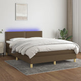 Sommier à lattes de lit matelas et LED Marron foncé 140x190 cm