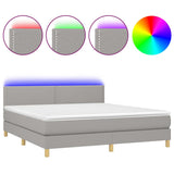 Sommier à lattes de lit matelas LED Gris clair 160x200 cm Tissu