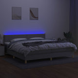 Sommier à lattes de lit matelas LED Gris clair 200x200 cm Tissu