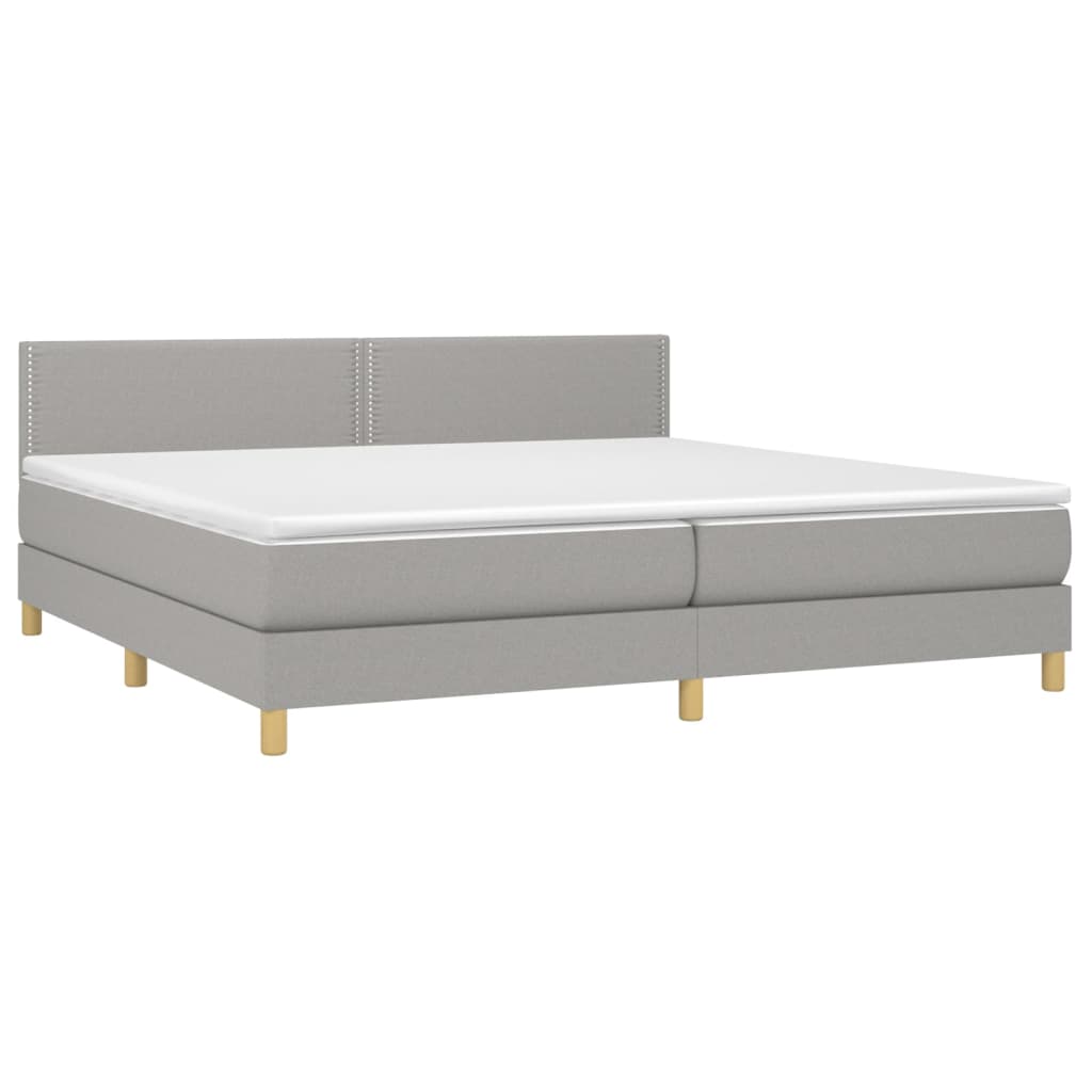 Sommier à lattes de lit matelas LED Gris clair 200x200 cm Tissu