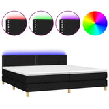 Sommier à lattes de lit et matelas et LED Noir 200x200 cm Tissu