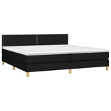 Sommier à lattes de lit et matelas et LED Noir 200x200 cm Tissu