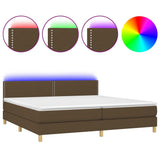 Sommier à lattes de lit matelas et LED Marron foncé 200x200 cm