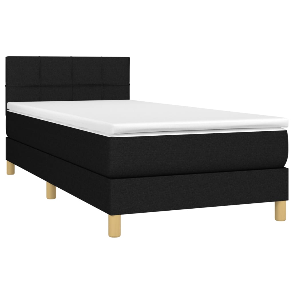 Sommier à lattes de lit avec matelas et LED Noir 80x200cm Tissu