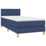 Sommier à lattes de lit avec matelas et LED Bleu 80x200cm Tissu