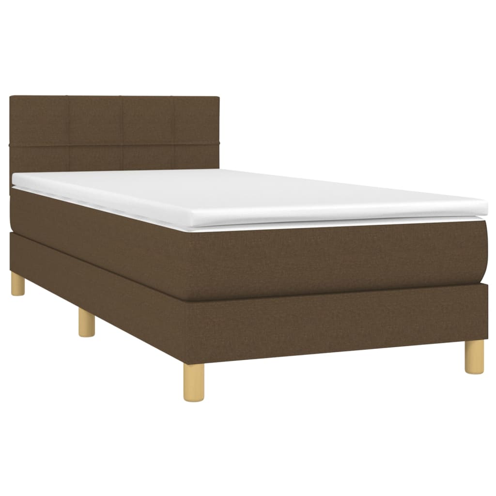 Sommier à lattes de lit matelas et LED Marron foncé 100x200cm