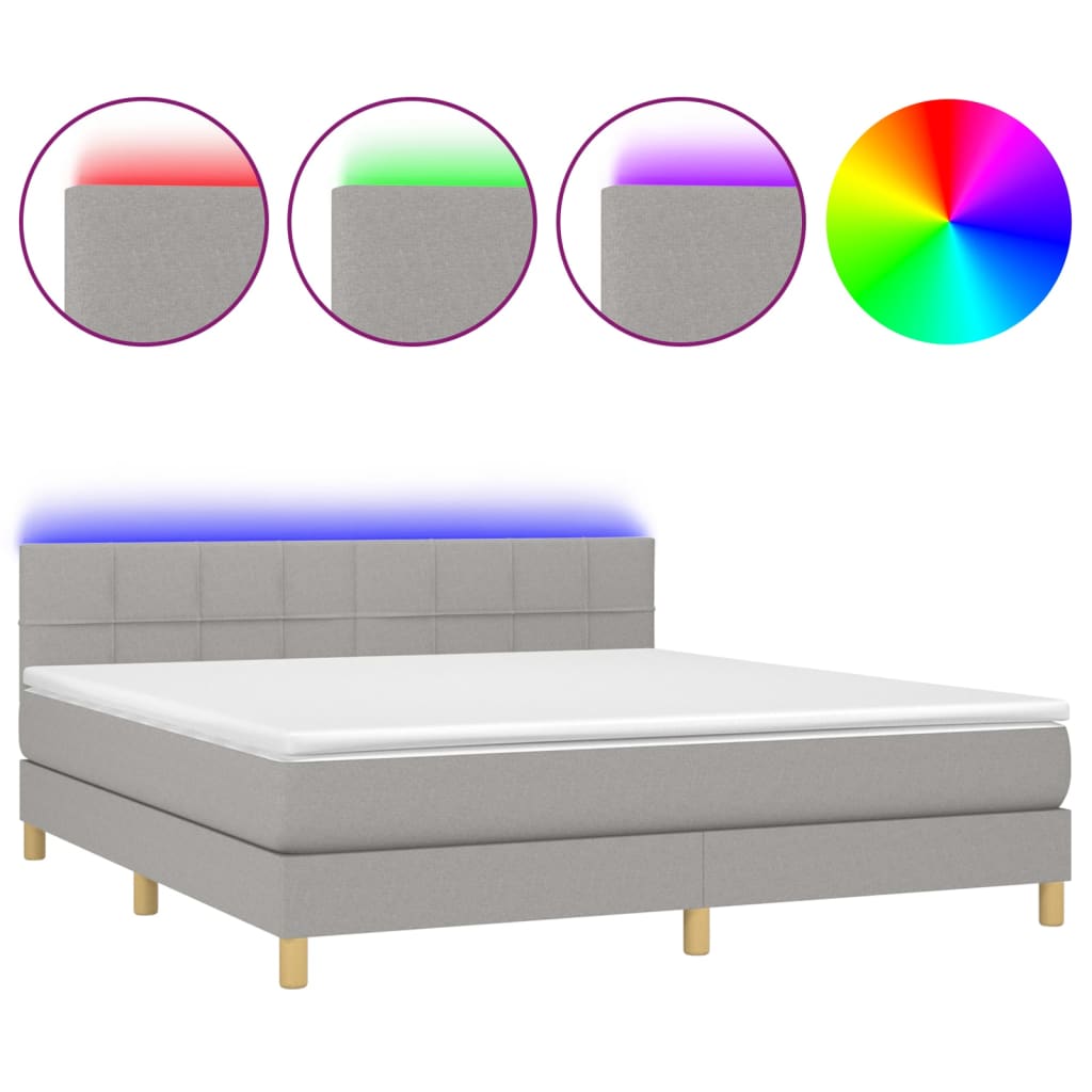 Sommier à lattes de lit matelas LED Gris clair 160x200 cm Tissu