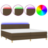 Sommier à lattes de lit matelas et LED Marron foncé 200x200 cm