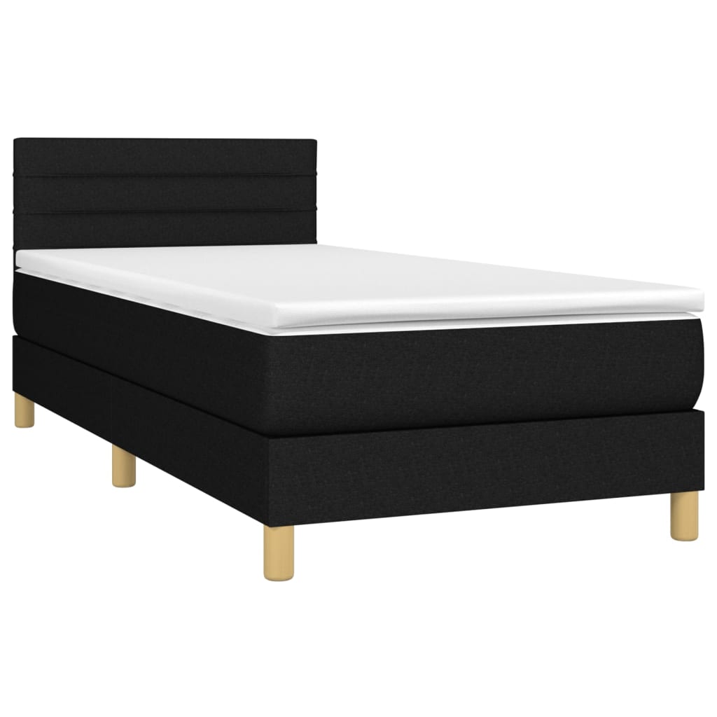 Sommier à lattes de lit avec matelas et LED Noir 80x200cm Tissu