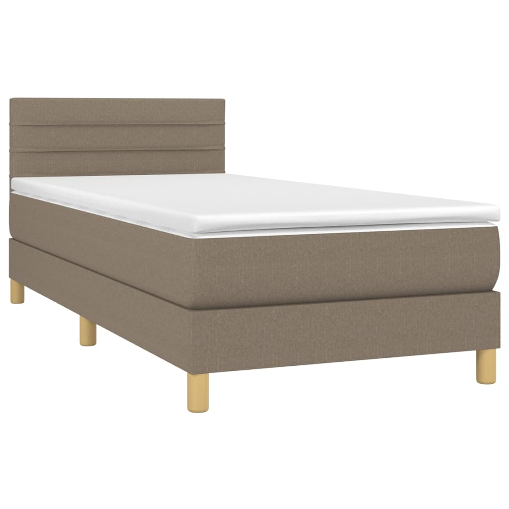 Sommier à lattes de lit avec matelas LED Taupe 80x200 cm Tissu