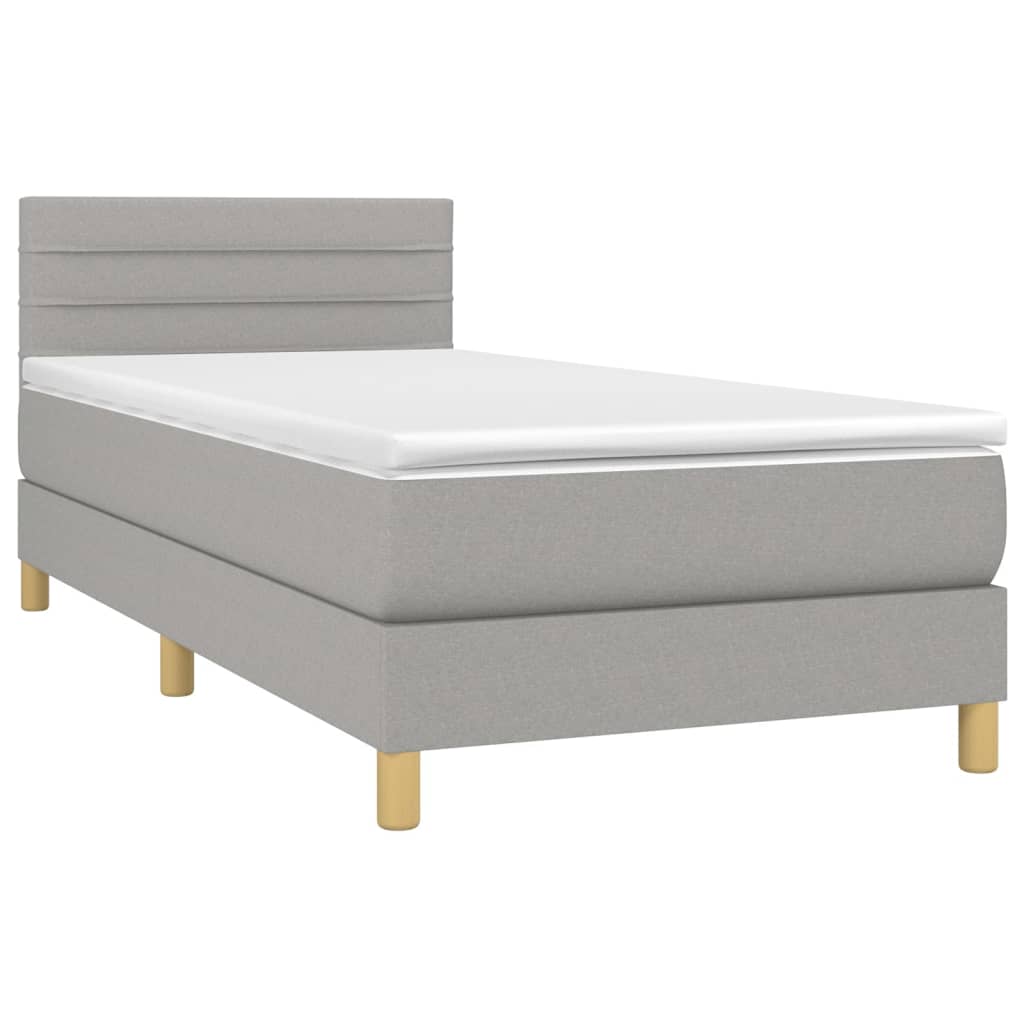 Sommier à lattes de lit matelas LED Gris clair 100x200 cm Tissu