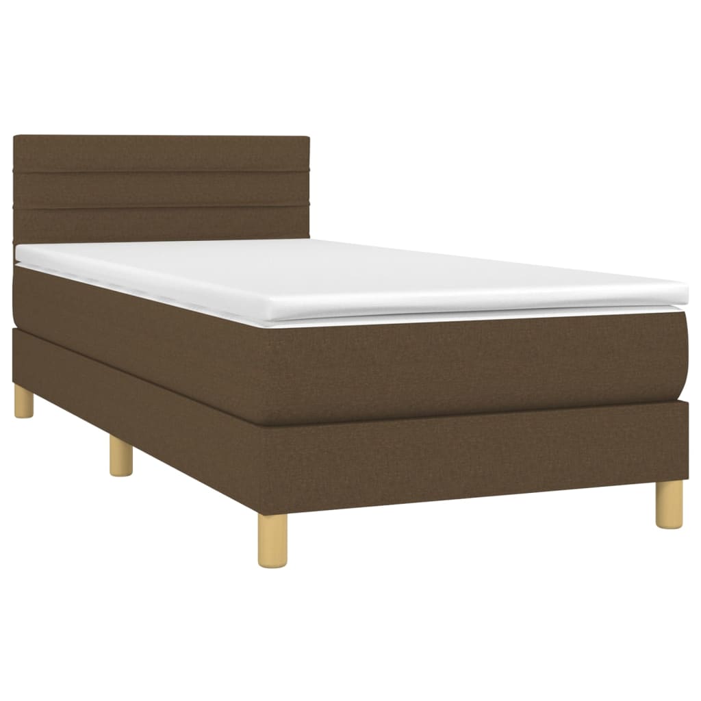 Sommier à lattes de lit matelas et LED Marron foncé 100x200cm