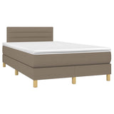 Sommier à lattes de lit avec matelas LED Taupe 120x200 cm Tissu