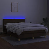 Sommier à lattes de lit matelas et LED Marron foncé 140x190 cm