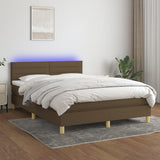 Sommier à lattes de lit matelas et LED Marron foncé 140x190 cm