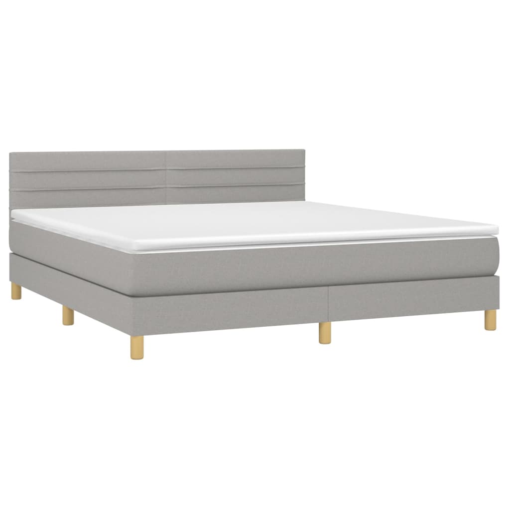 Sommier à lattes de lit matelas et LED Gris clair 160x200 cm