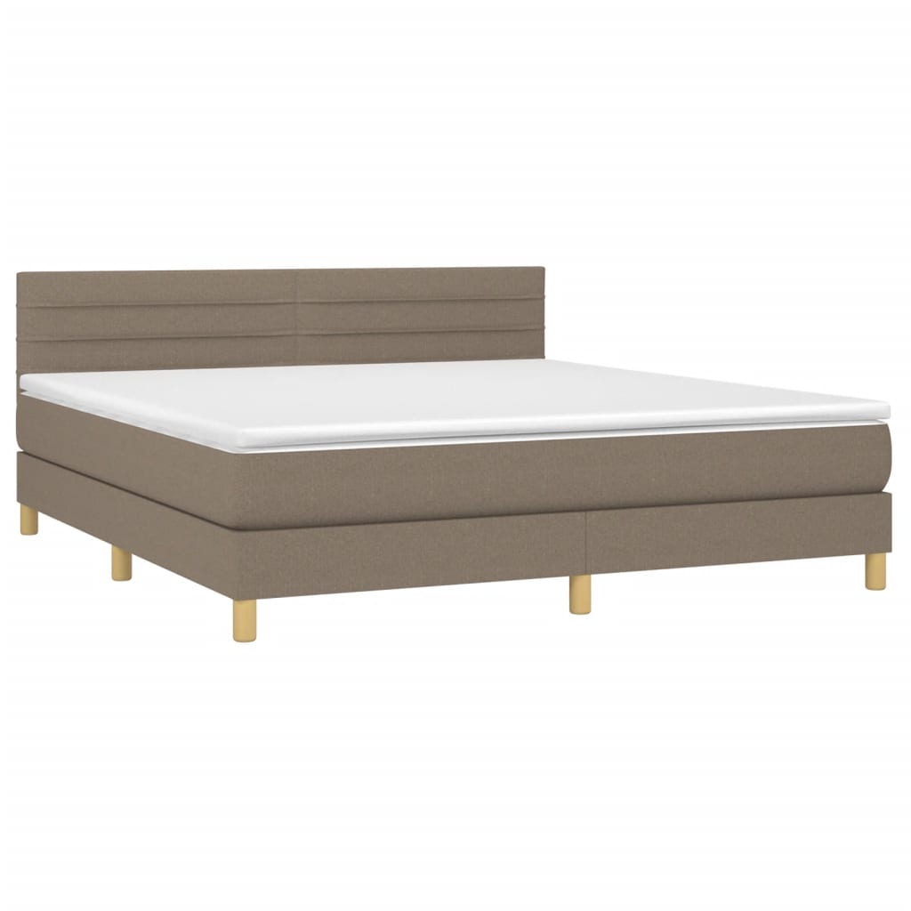 Sommier à lattes de lit avec matelas LED Taupe 160x200 cm Tissu