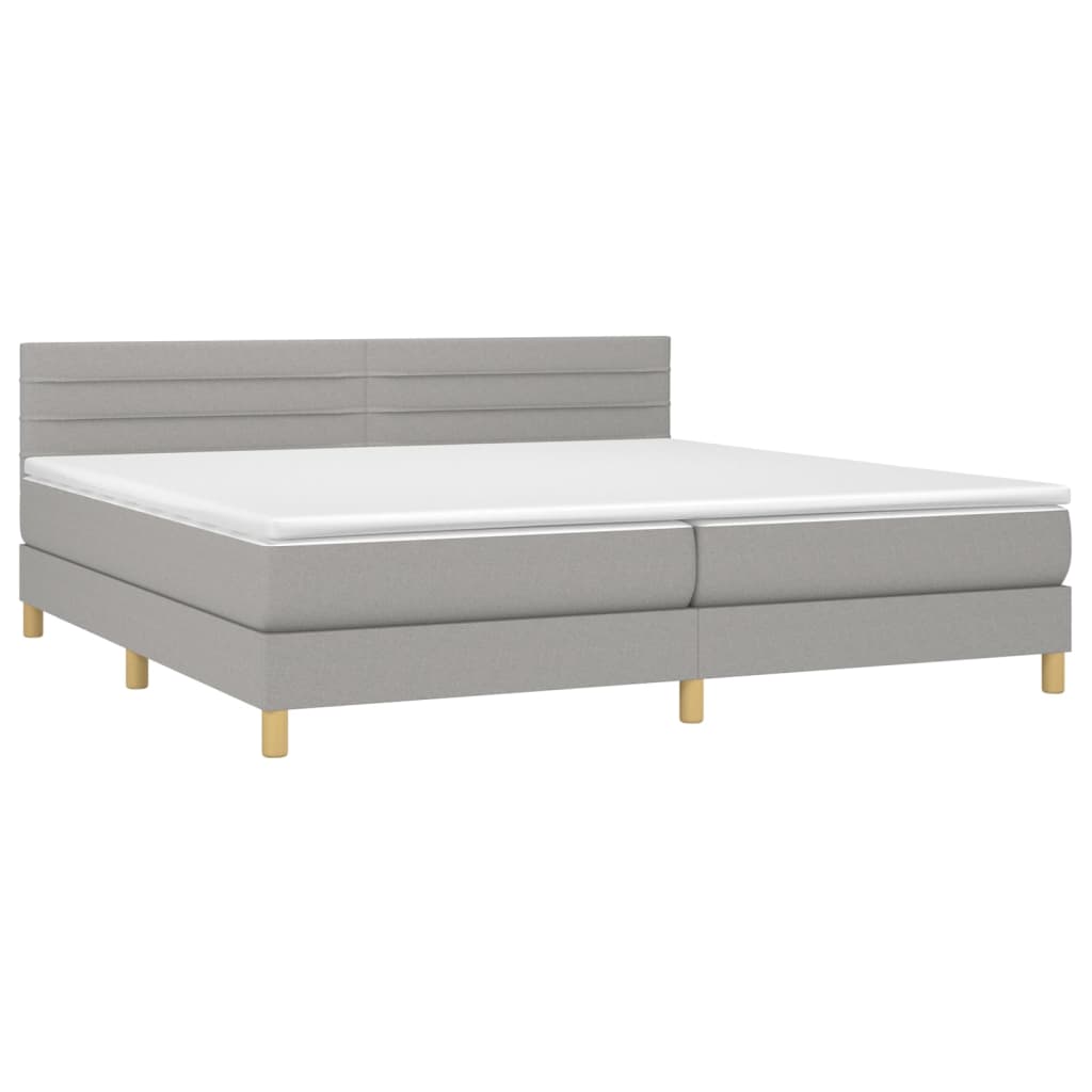 Sommier à lattes de lit matelas LED Gris clair 200x200 cm Tissu