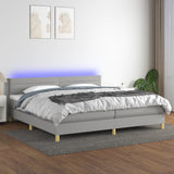 Sommier à lattes de lit matelas LED Gris clair 200x200 cm Tissu