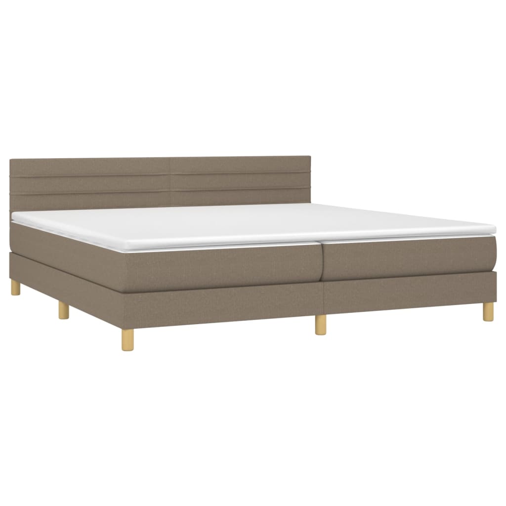 Sommier à lattes de lit et matelas et LED Taupe 200x200cm Tissu