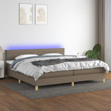 Sommier à lattes de lit et matelas et LED Taupe 200x200cm Tissu