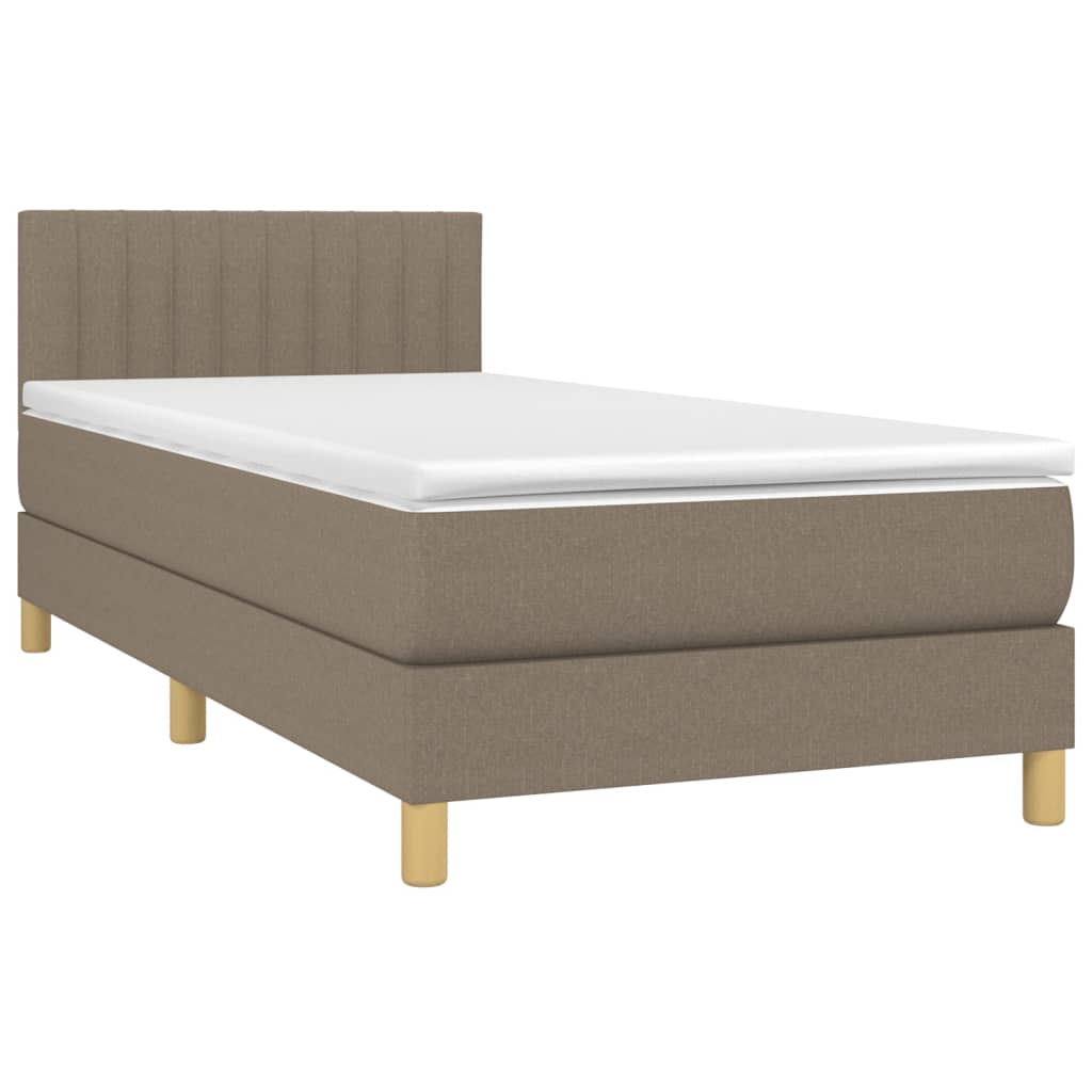 Sommier à lattes de lit avec matelas LED Taupe 80x200 cm Tissu