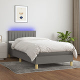 Sommier à lattes de lit avec matelas et LED Gris foncé 90x200cm