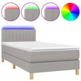 Sommier à lattes de lit matelas LED Gris clair 100x200 cm Tissu