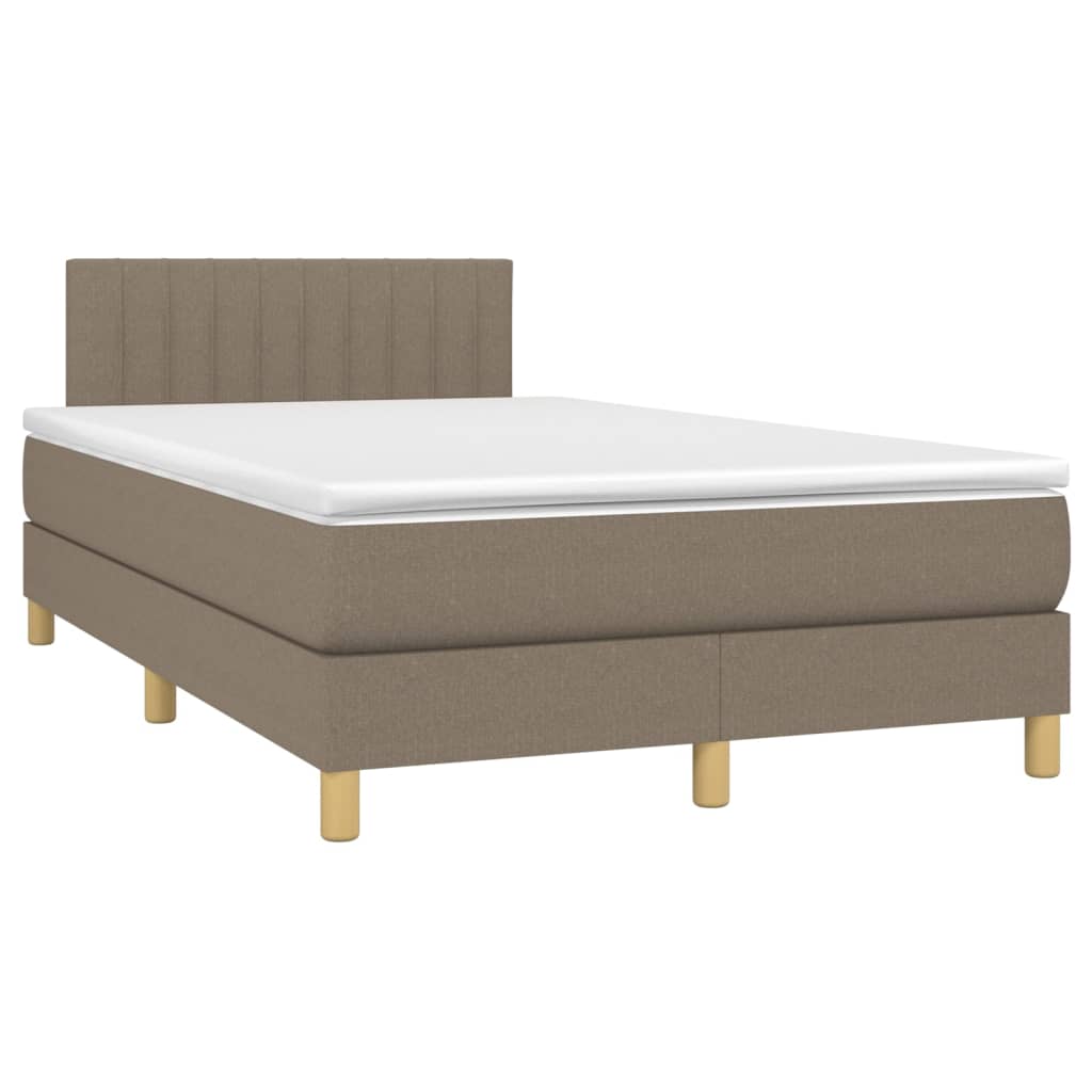 Sommier à lattes de lit avec matelas LED Taupe 120x200 cm Tissu