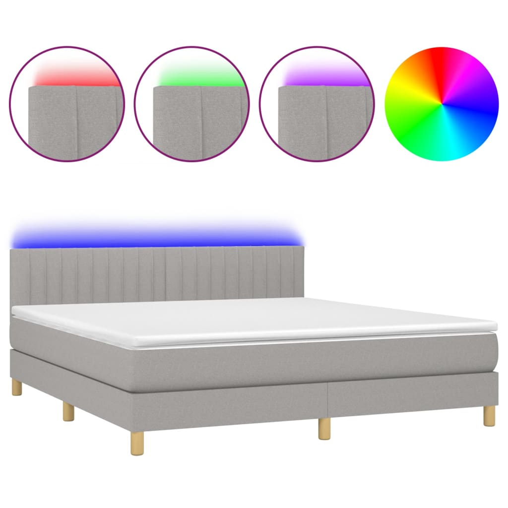 Sommier à lattes de lit matelas LED Gris clair 160x200 cm Tissu