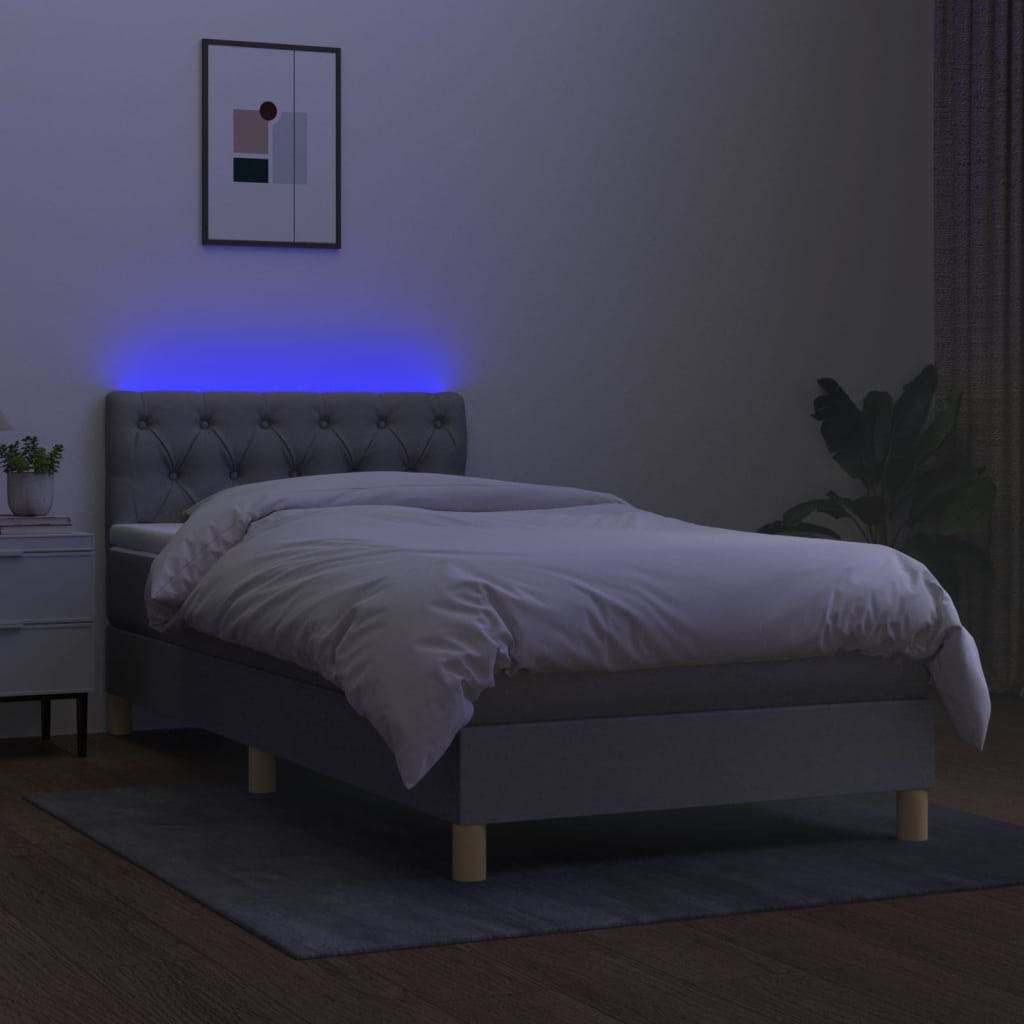 Sommier à lattes de lit avec matelas et LED Gris clair 80x200cm