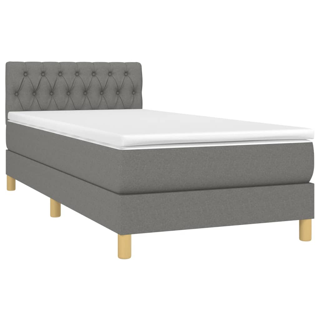 Sommier à lattes de lit avec matelas et LED Gris foncé 90x190cm