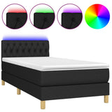 Sommier à lattes de lit avec matelas et LED Noir 90x200cm Tissu