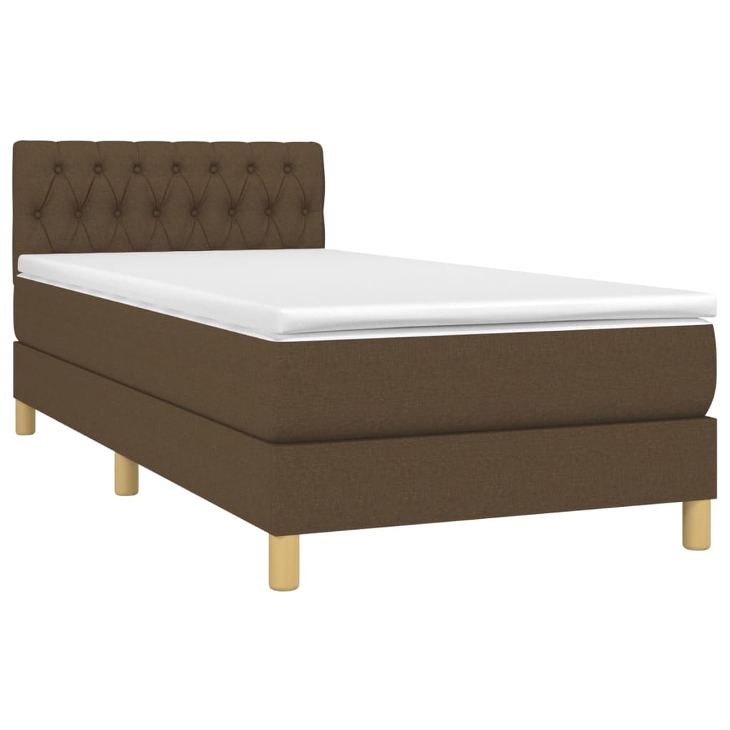 Sommier à lattes de lit matelas et LED Marron foncé 100x200cm