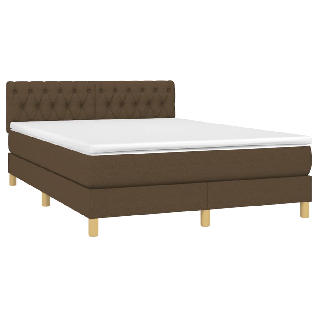 Sommier à lattes de lit matelas et LED Marron foncé 140x190 cm