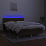 Sommier à lattes de lit matelas et LED Marron foncé 140x190 cm