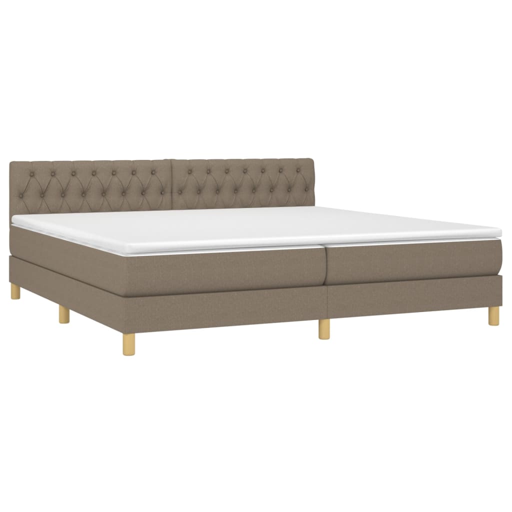 Sommier à lattes de lit et matelas et LED Taupe 200x200cm Tissu