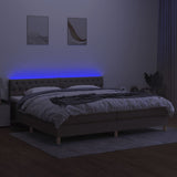 Sommier à lattes de lit et matelas et LED Taupe 200x200cm Tissu