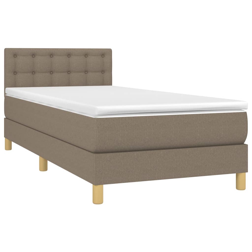 Sommier à lattes de lit avec matelas LED Taupe 80x200 cm Tissu