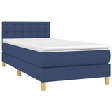 Sommier à lattes de lit avec matelas et LED Bleu 80x200cm Tissu