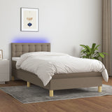 Sommier à lattes de lit avec matelas LED Taupe 90x190 cm Tissu