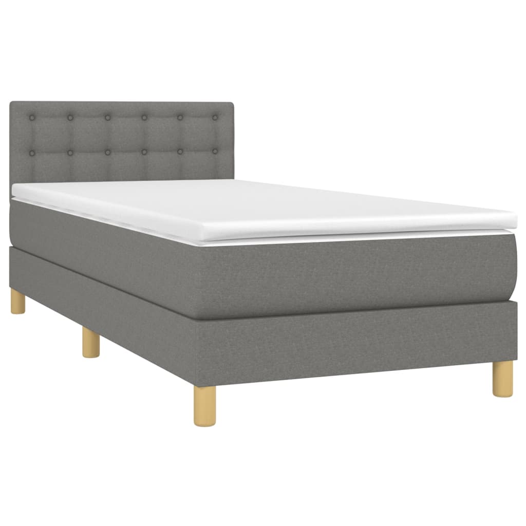 Sommier à lattes de lit avec matelas et LED Gris foncé 90x200cm