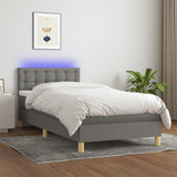 Sommier à lattes de lit avec matelas et LED Gris foncé 90x200cm