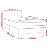 Sommier à lattes de lit et matelas et LED Marron foncé 90x200cm