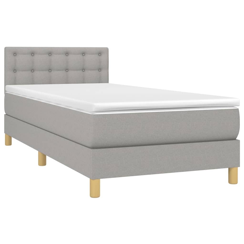 Sommier à lattes de lit matelas LED Gris clair 100x200 cm Tissu